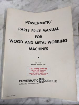 Powermatic Service Parts Price List Wood & Metal Working Machines 1968 Shop Book