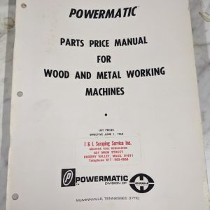 Powermatic Service Parts Price List Wood/Metal Working Machines 1968 Shop Tool