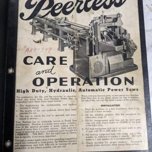 Peerless Automatic Hyd Saws High Duty Operator Service Manual Parts List