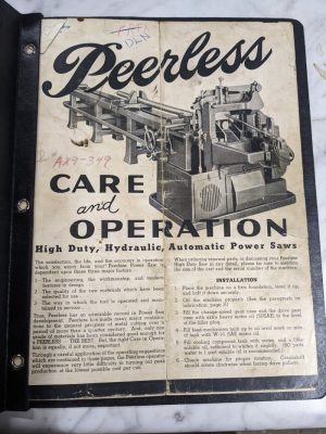Peerless Automatic Hyd Saws High Duty Operator Service Manual Parts List