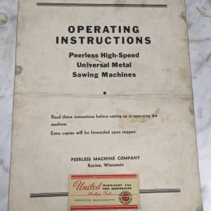 Peerless Sawing Machines High Speed Operator Service Manual Parts Diag 9 13”