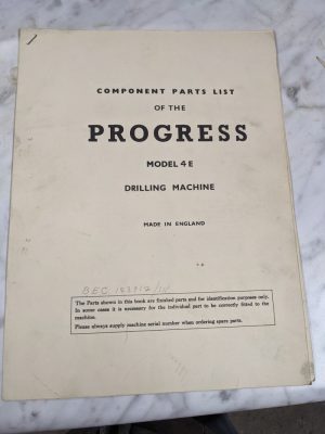 Progress Model 4E Drilling Machine Service Parts List Book Manual Catalog