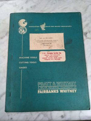 Pratt Whitney 2A Jig Borer Service Repair Parts List Manual M1620-2 Machine