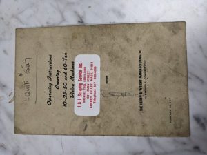 Henry Wright Operator Instruction Manual 10 14 50 60 Ton Die Machines Press 1945