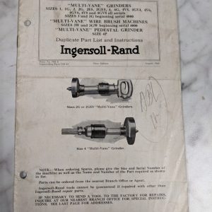 Ingersoll Rand Parts List Book & Operator Instruction Manual Wire Brush Machines