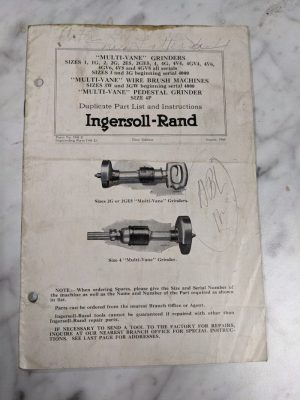 Ingersoll Rand Parts List Book & Operator Instruction Manual Wire Brush Machines