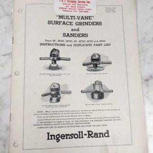 Ingersoll Rand Instruction Operator Manual Parts List Multi-Vane Grinders 1952