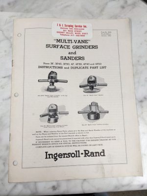 Ingersoll Rand Instruction Operator Manual Parts List Multi-Vane Grinders 1952