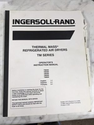 Ingersoll Rand Operator Instruction Service Manual Thermal Air Dryers 1999 Tm