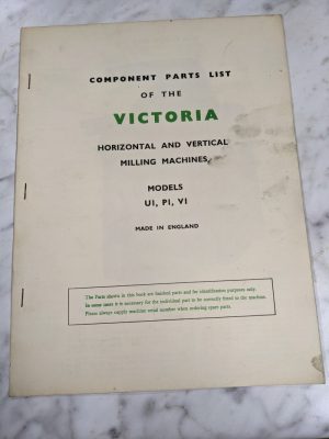 Victoria Milling Machines Service Parts List Book Manual Catalog Ui/1 Pi/1 Vi/1