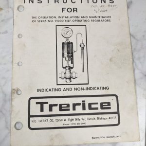 Trerice Installation Service Manual #91000 Series Self-Operating Regulators Ih-2