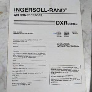 Ingersoll Rand Dxr Series 75-1000 Air Compressor Instruction Operator Manual