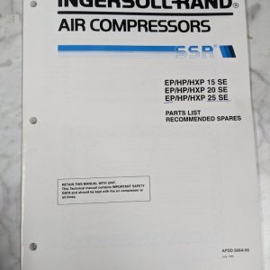 Ingersoll Rand Ssr Ep Hp Hxp 15 20 25 Air Compressor Service Parts List Manual