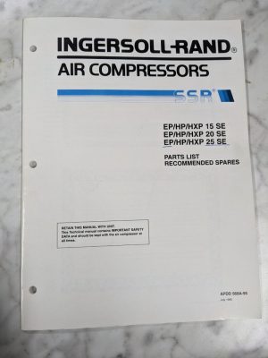 Ingersoll Rand Ssr Ep Hp Hxp 15 20 25 Air Compressor Service Parts List Manual