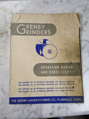 Grenby Grinders Operator Service Manual Parts List Eg Ig 10 20 Internal External
