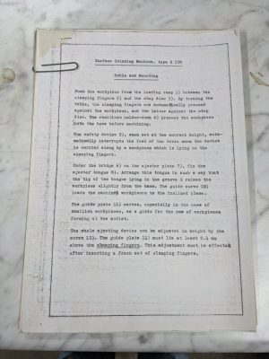 Ebosa Grenchen Installation Service Manual S 150 Surface Grinding Machine