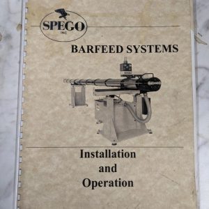 Spego Barfeed Systems Installation Operation Service Manual 126H 512 Parts List