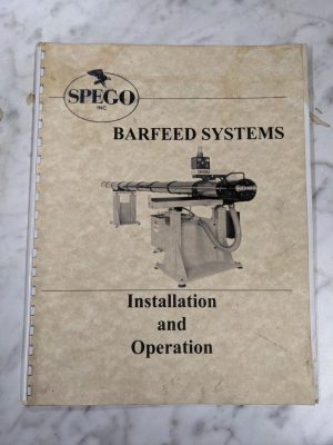 Spego Barfeed Systems Installation Operation Service Manual 126H 512 Parts List