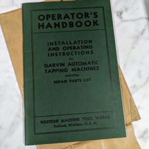 Western Machine Operator Service Manual Parts List 3B Garvin Automatic Tapping
