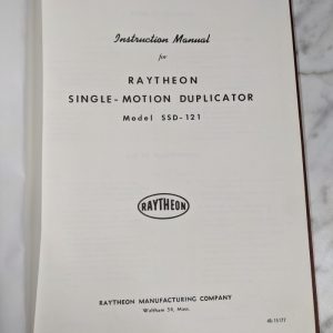 Raytheon Single Motion Duplication Model Ssd-121 Instruction Service Manual