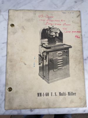 Us Tool Co Multi-Miller Machine Service Parts List Book Manual Catalog Mm-1-60