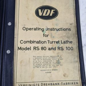 Vdf Vereinigte Operator Service Manual Combination Turret Lathe Model Rs 80/100