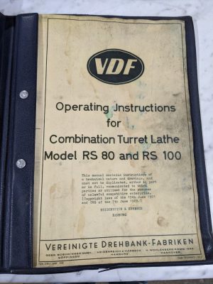 Vdf Vereinigte Operator Service Manual Combination Turret Lathe Model Rs 80/100