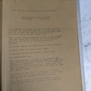 Van Norman Machine #2 Hand-Mill Service Parts List Book Manual & Sales Brochure