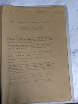 Van Norman Machine #2 Hand-Mill Service Parts List Book Manual & Sales Brochure