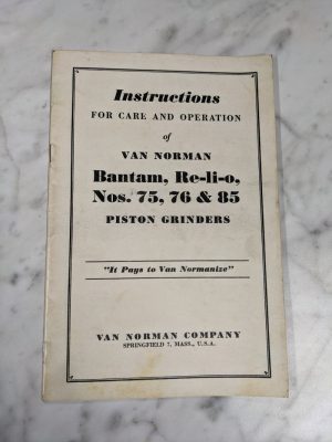 Van Norman Instruction Care Operation Book Manual Bantam Re-Li-O #75 76 85