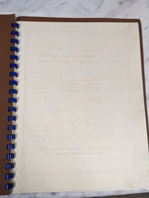 Van Norman Service Parts List Book Catalog Manual #26 Su 36 Milling Machine Copy