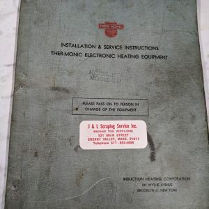 Ther-Monic Induction Heating Operator Service Manual Instruction Model 520 1070