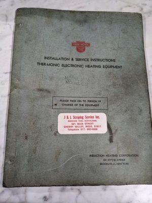 Ther-Monic Induction Heating Operator Service Manual Instruction Model 520 1070