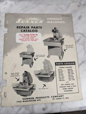 Sunnen Service Repair Parts List Book Manual Catalog Honing Machines 1953 Mbb