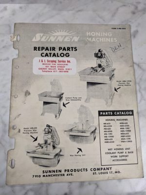 Sunnen Service Repair Parts List Book Manual Catalog Honing Machines X-Mb-5002
