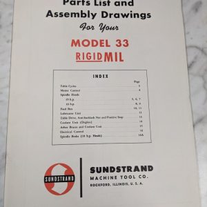 Sundstrand Machine Service Parts List Book Manual Catalog Model 33 Rigidmil