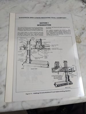 Giddings Lewis Tool Operator'S Service Manual 9” Radial Drilling Machine Shop