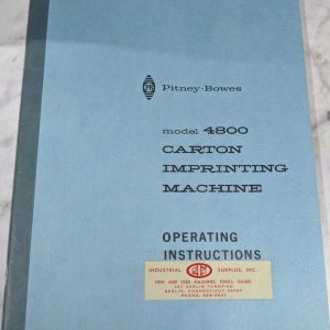 Pitney Bowes Model 4800 Carton Imprinting Machine Operator Service Manual Parts