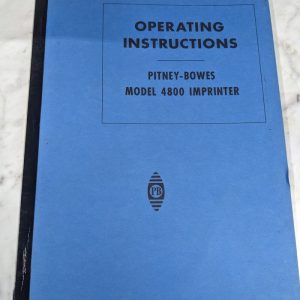 Pitney Bowes Model 4800 Imprinter Machine Operator Service Manual Parts List