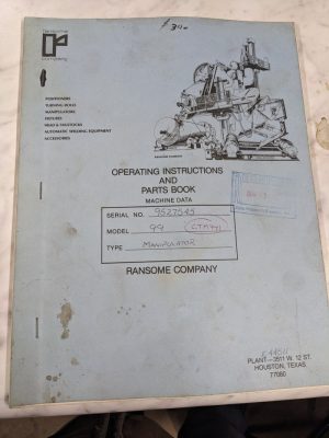 Ransome Operator Service Manual Parts List Book Model 99 Manipulator Parts List