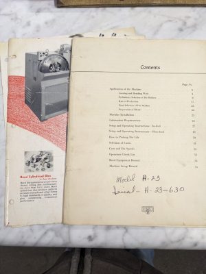 Reed Rolled Thread Machine Operator Application Book Manual Shop Tool