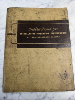 Sundstrand Operator Service Manual Parts List Book #2 Electromil Tool Machine
