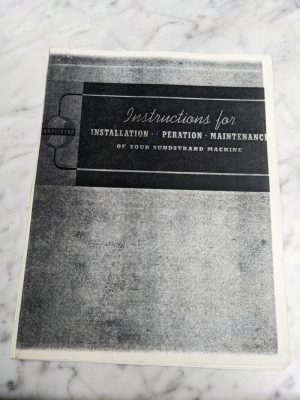 Sundstrand Operator Service Manual Parts List Book #900 Rigidmil Tool Machine