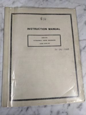 Sonicor Ultrasonic Vapor Degreaser Cudr-50Sp/Fs Instruction Operator Manual