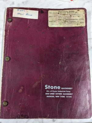 Stone Machinery Instruction Operator Service Parts Manual Model M-750 Cut Off