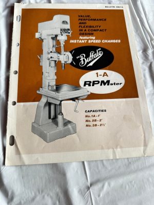 Buffalo Drilling Machine 1-A Rpmsters Pedestal Type Instant Speed Sales Brochure