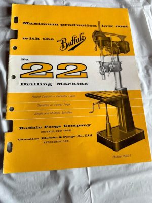 Buffalo #22 Drilling Machine Round Column Pedestal Types Spindles Sales Brochure