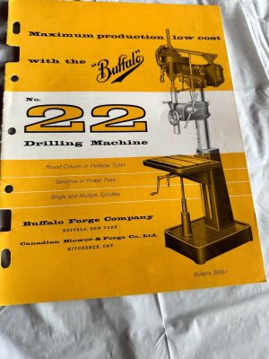 Buffalo #22 Drilling Machine Round Column Pedestal Types Spindles Sales Brochure