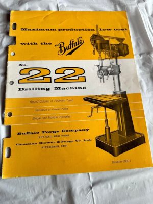 Buffalo #22 Drilling Machine Round Column Pedestal Types Spindles Sales Brochure