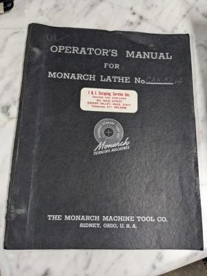 Monarch Operator Manual Service Parts List Book Engine Lathe Caa-5214 Tool